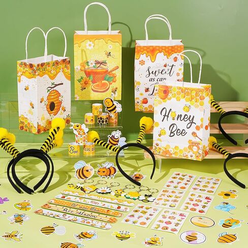 Vanblue 110 Pcs Bee Party Favors Themed Birthday Decorations Honey Bee Party Supplies Gift Bags for Classroom Decorations Class Reward Gift Prizes Goodie Bag Stuffers in Saudi Arabia