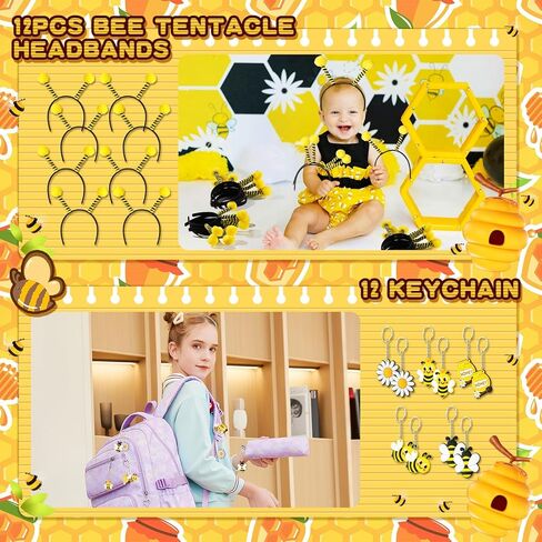 Vanblue 110 Pcs Bee Party Favors Themed Birthday Decorations Honey Bee Party Supplies Gift Bags for Classroom Decorations Class Reward Gift Prizes Goodie Bag Stuffers in Saudi Arabia