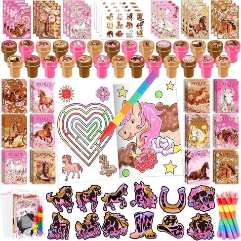 BenLouis 84 Pcs Horse Floral Party Favors Pink Cowgirl Coloring Books Bulk For Kids Girls Western Rodeo Birthday Gift Party Candy Goodie Bag Fillers Yee Haw Gift Decor Pinata Prize Activity Supplies in Kuwait