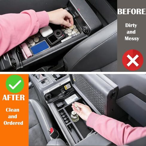 2026 RAV 4 Flip-up Center Console Organizer Compatible with Toyota 2026 RAV 4 XSE GR Sport Hybrid Limited XLE Woodland Interior Accessories, Armrest Storage Box Insert Tray Black in Saudi Arabia