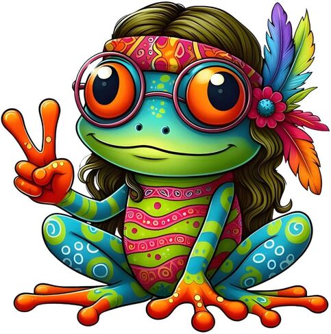Frog Stickers for Cars 2-Pack, Hippie Peace Sign Vinyl Decals, Waterproof Colorful Window Stickers, Cute Cartoon Green Frog, Easy to Apply & Weather Resistant d018 in Saudi Arabia