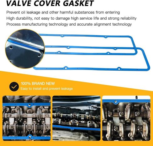Pair of Steel Core Rubber Valve Cover Gaskets for Small Block SB Chevy 305 327 350 400 3/16"93-020,XSPANDER Updated in Kuwait