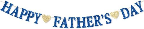 Glitter Blue Happy Father's Day Decorations Banner Fathers Dad's Papa's Dad Party Garland Banner for Party Supplies Home Celebrate in Kuwait