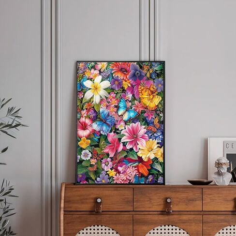 Artykapby مجموعات الفن الماس للبالغين زهرة، فراشة الماس مجموعات الرسم للبالغين، 5D DIY الحفر الكامل الماس مجموعات الفن للهدايا ديكور جدار المنزل (12x16 بوصة) in Kuwait