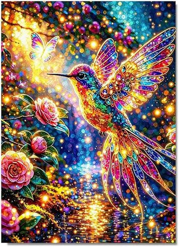 Artykapby مجموعات الفن الماس للبالغين زهرة، فراشة الماس مجموعات الرسم للبالغين، 5D DIY الحفر الكامل الماس مجموعات الفن للهدايا ديكور جدار المنزل (12x16 بوصة) in Kuwait