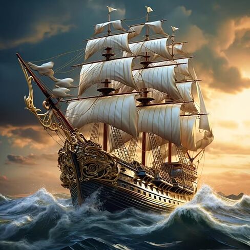 KTHOFCY 5D DIY Voyage Diamond Painting Kits for Adults,Sailboat Full Drill Embroidery Cross Stitch Crystal Rhinestone Paintings Pictures Arts Wall Decor Painting Dots Kits 13.7X13.7 inch in Kuwait