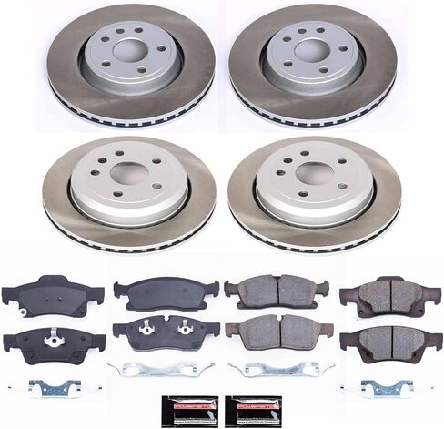 PowerStop Front and Rear Brake Kit for Dodge Durango 2012-20 | Jeep Grand Cherokee 2013-15 - Ceramic Brake Pads + Semi Coated Rotors Replacement, SC6537 in Kuwait