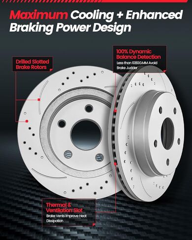 Front Brake Pads and Rotors Kit Compatible with 2014-2019 Kia Soul GEOMET Coated Drilled & Slotted Brake Rotors Pads [ 11in ], Automotive Replacement Brake Kit in Kuwait