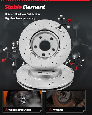 Front Brake Pads and Rotors Kit Compatible with 2014-2019 Kia Soul GEOMET Coated Drilled & Slotted Brake Rotors Pads [ 11in ], Automotive Replacement Brake Kit in Kuwait