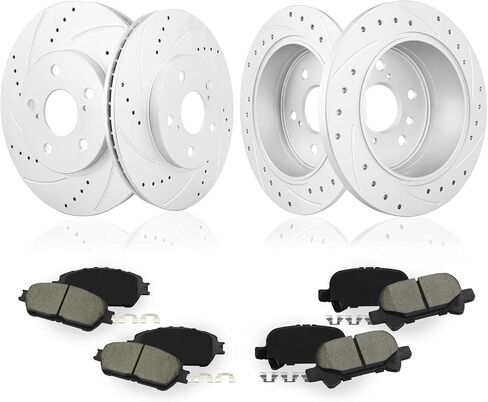 مكابح ودوارات Betthand مناسبة لـ 2005-2006 Toyota Camry، 2005-2007 Avalon، 2004-2008 Solara، 2.4/3.3/3.5L، L4 V6، 11.65 بوصة + 10.59 بوصة دوارات هندسية ومنصات سيراميك، فتحات تهوية: 980077+980076، 31314+31322 in Kuwait