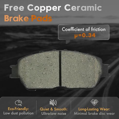 مكابح ودوارات Betthand مناسبة لـ 2005-2006 Toyota Camry، 2005-2007 Avalon، 2004-2008 Solara، 2.4/3.3/3.5L، L4 V6، 11.65 بوصة + 10.59 بوصة دوارات هندسية ومنصات سيراميك، فتحات تهوية: 980077+980076، 31314+31322 in Kuwait