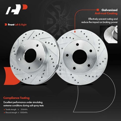 A-Premium Front Drilled and Slotted Disc Brake Rotors and Ceramic Pads Kit with Calipers Compatible with Chevrolet Blazer 1998-2005 S10 GMC Sonoma Jimmy Isuzu Hombre Oldsmobile Bravada 8-PC Set in Kuwait