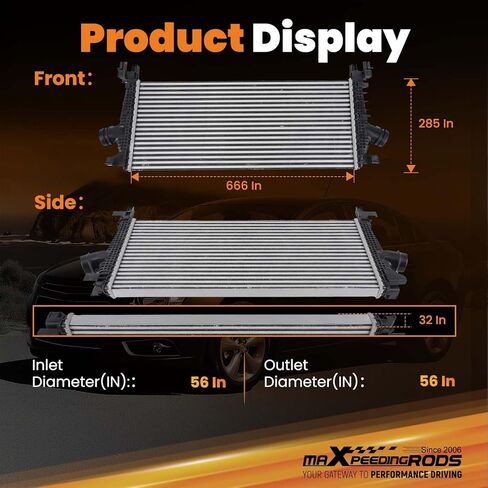 maXpeedingrods Turbo Intercooler Charged Air Cooler for Chevrolet Cruze L4 1.4L 2011-2016, 13311080 13330387 1302148 in Kuwait