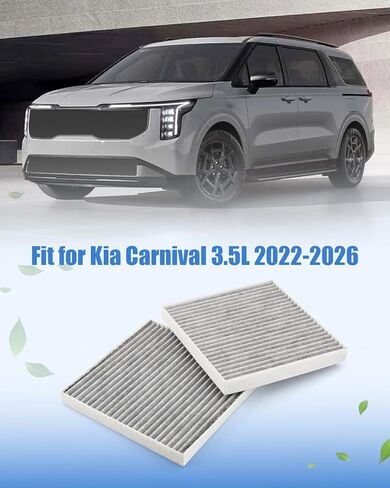 2 Pcs Rear Cabin A/C Air Filter Fit for Kia Carnival 3.5L 2022 2023 2024 2025 2026 Activated Carbon Cabin Back Trunk Air-Conditioning Filter Accessories Replace 97133-R0500 CF12968 in Kuwait