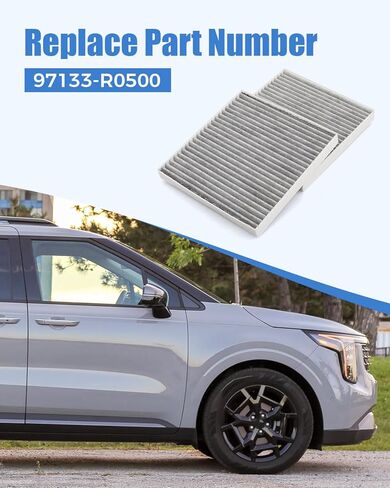 2 Pcs Rear Cabin A/C Air Filter Fit for Kia Carnival 3.5L 2022 2023 2024 2025 2026 Activated Carbon Cabin Back Trunk Air-Conditioning Filter Accessories Replace 97133-R0500 CF12968 in Kuwait