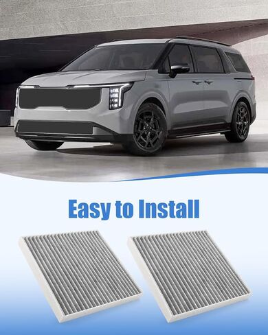 2 Pcs Rear Cabin A/C Air Filter Fit for Kia Carnival 3.5L 2022 2023 2024 2025 2026 Activated Carbon Cabin Back Trunk Air-Conditioning Filter Accessories Replace 97133-R0500 CF12968 in Kuwait