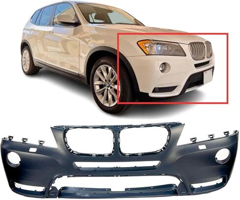FitParts Compatible With Front Bumper Cover 2011 2012 2013 2014 BMW X3 xDrive 28i 35i Sport. New, Primed. With Fog Light & W/o Parking Aid Sensor Holes. BM1000253 in Kuwait