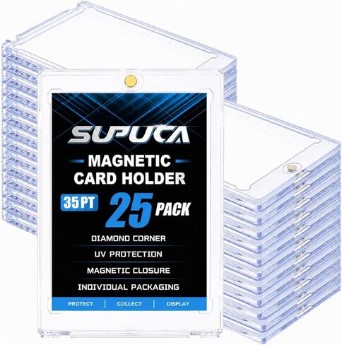 25ct Magnetic Card Holder 35PT, One Touch Card Holder for Trading Card, Card Protectors Hard Plastic, Card Sleeves Display Case for Baseball Card Sports Cards in Saudi Arabia