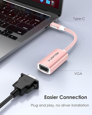 محول LENTION USB C إلى VGA، محول شاشة من النوع C إلى VGA متوافق مع 2023-2016 MacBook Pro 13/15/16، iPad/Surface/Mac Air الجديد، Surface، iPad، Chromebook، Dell XPS، الهاتف، المزيد (CU606، رمادي) in Kuwait