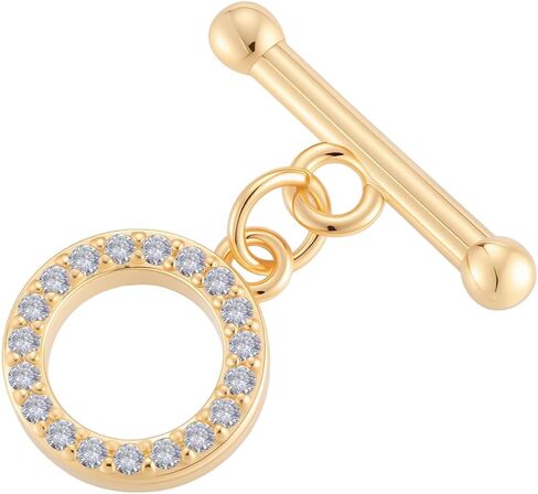 Beebeecraft 10 Sets Small 18K Gold Plated Toggle Clasp Cubic Zirconia OT T-bar Closure Connector End Clasp for Bracelet Necklace Jewelry Making DIY Findings in Kuwait