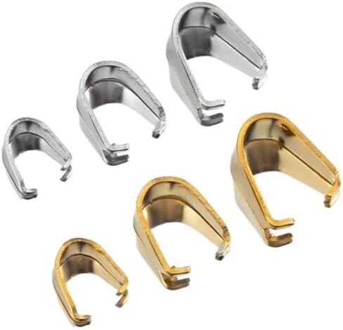 1 Bag Gold Stainless Steel Clasps Bails Charm Melon Seeds Buckle Pendant DIY Necklace Bracelet Connectors Jewelry Findings (Gold,3x7mm) in Kuwait