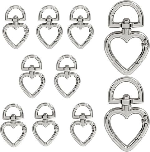 Bivethoi 10 Pcs Heart Shape Swivel Snap Hook, Gold Zinc Alloy Heart Lobster Clasp​ with 360° Rotation for Keychains, Jewelry Making, DIY Crafts, Lanyard, Bag Accessories in Saudi Arabia
