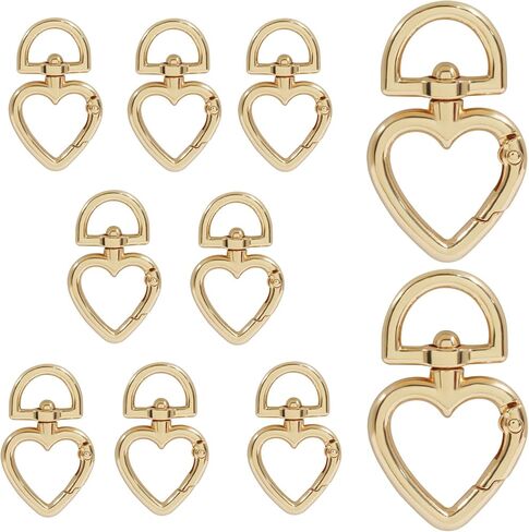 Bivethoi 10 Pcs Heart Shape Swivel Snap Hook, Gold Zinc Alloy Heart Lobster Clasp​ with 360° Rotation for Keychains, Jewelry Making, DIY Crafts, Lanyard, Bag Accessories in Kuwait