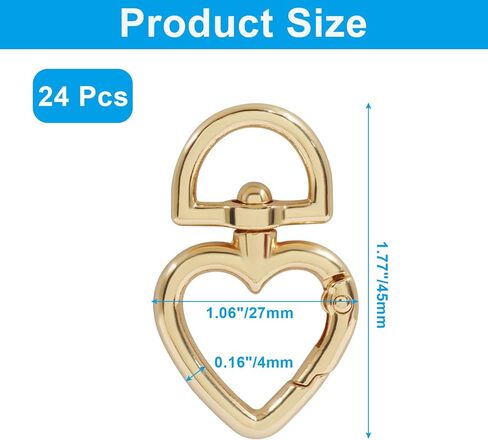 Bivethoi 10 Pcs Heart Shape Swivel Snap Hook, Gold Zinc Alloy Heart Lobster Clasp​ with 360° Rotation for Keychains, Jewelry Making, DIY Crafts, Lanyard, Bag Accessories in Kuwait