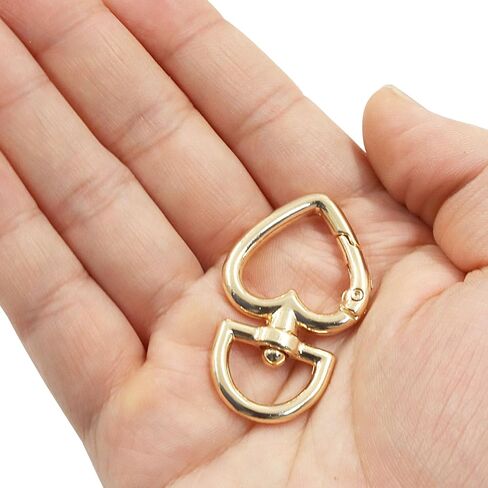 Bivethoi 10 Pcs Heart Shape Swivel Snap Hook, Gold Zinc Alloy Heart Lobster Clasp​ with 360° Rotation for Keychains, Jewelry Making, DIY Crafts, Lanyard, Bag Accessories in Kuwait