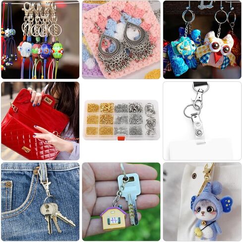 968Pcs Keychain Making Kit with 800 Jump Rings(3 Size) and 100 Lobster Clasp，40 Keychain Chains，16 Lobster Claw Clasps，12 Silvery Key Rings(Gold and Silvery) in Saudi Arabia