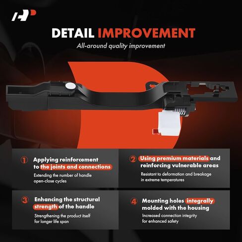 A-Premium Front or Rear Right Passenger Side Exterior Door Handle Compatible with Honda Accord 2008 2009 2010 2011 2012, Sedan 4-Door Only, Black, Replace# 72182-TA0-A01, 72182TA0A01 in Kuwait