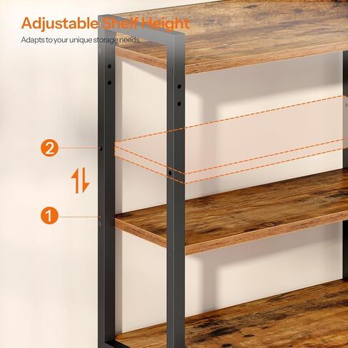 HOOBRO Printer Stand with Charging Station, 4-Tier Printer Table with Storage, Large Tall Printer Shelf, for Home Office, Kitchen, Living Room, Black and Rustic Brown BF13UPS01 in Kuwait