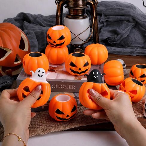 Tlswshsy 12 Pcs Halloween Skull Squishy Toy, Stretchy Skull Relieve Stress Fidget Toys, Squeeze Sensory Ghost Toys for Halloween Party Decoration Trick or Treat Office Toy in Saudi Arabia
