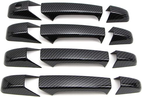 Dreamseek 12Pcs 4 Door Handle Cover Compatible with Chevy Tahoe Suburban Avalanche Silverado Yukon Sierra 2007 2008 2009 2010 2011 2012 2013 Exterior ABS Molding Protector Trim (Carbon Fiber Pattern) in Kuwait