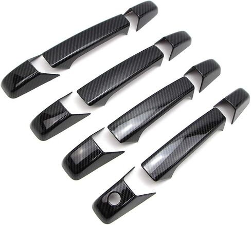Dreamseek 12Pcs 4 Door Handle Cover Compatible with Chevy Tahoe Suburban Avalanche Silverado Yukon Sierra 2007 2008 2009 2010 2011 2012 2013 Exterior ABS Molding Protector Trim (Carbon Fiber Pattern) in Kuwait