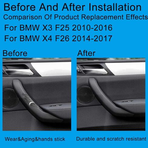 FASTCHE for BMW X3/X4 Door Handle Outer Cover, Right Side Passenger Door Handle Outer Leather Door Handle Outer Cover Replacement Compatible with BMW X3 F25 2010-2016, X4 F26 2014-2017 (Right,Black) in Saudi Arabia