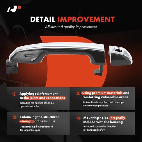 A-Premium Front Left Driver Side Exterior Door Handle with Keyhole Compatible with Toyota 4Runner 2010-2024 & Lexus GX460 2010-2021, Black Housing with Chrome Insert in Kuwait