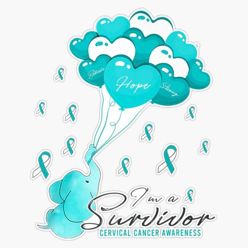 Magnet Hope Strong I'm Survivor Elephant Cervical Cancer Awareness Magnetic Vinyl Sticker 5" in Kuwait