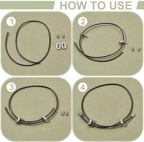 arricraft 4 Sets 2 Colors Stainless Steel Stopper Beads, Insert 2-hole Metal Adjustable Slide Clasp Beads with Column End Caps for DIY Bracelet Necklace Jewellery Making Accessories in Kuwait
