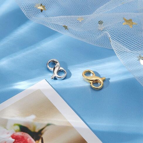 SUNNYCLUE 1 Box 2Pcs 925 Sterling Silver Lobster Clasp Double Lobster Clasps Infinity Number 8 Bracelet Extender Necklace Shortener Clip for Jewelry Making Findings Women Adults DIY Crafts in Kuwait