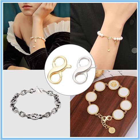 SUNNYCLUE 1 Box 2Pcs 925 Sterling Silver Lobster Clasp Double Lobster Clasps Infinity Number 8 Bracelet Extender Necklace Shortener Clip for Jewelry Making Findings Women Adults DIY Crafts in Kuwait
