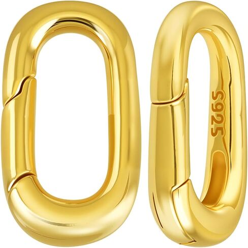 SUNNYCLUE 1 Box 2Pcs 925 Sterling Silver Gate Rings Gold Oval Spring Clasp Bracelets Necklace Closures Connector Small Clamp Clasps Carabiner Snap Clip Ring for Jewelry Making DIY Crafts Supplies in Kuwait