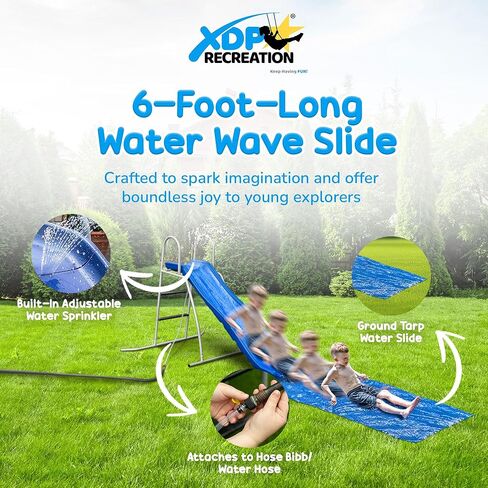 XDP Recreation 6 Foot Water Wave Slide with Built In Adjustable Water Sprinkler and Included Ground Tarp, Water Slide for Ages 3 to 8 Years Old in Saudi Arabia