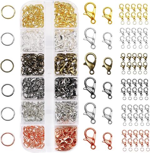 TOAOB 420pcs Lobster Clasps and Jump Rings 6 Colors Set 12mm 10mm Size Alloy Lobster Claw Clasps for Bracelet Necklace Jewelry Making in Kuwait