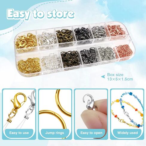 TOAOB 420pcs Lobster Clasps and Jump Rings 6 Colors Set 12mm 10mm Size Alloy Lobster Claw Clasps for Bracelet Necklace Jewelry Making in Kuwait