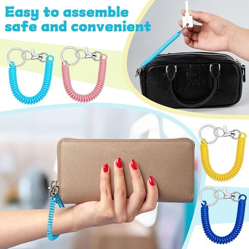 28PCS Stretchy Keychain Bracelet, Colorful Spring for Keychain with Metal Lobster Clasp, Retractable Spring Coil Keychain for Keys Wallet Cellphone 14 Colors in Kuwait