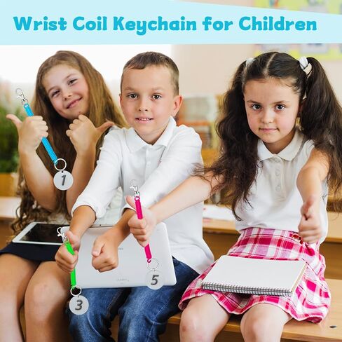 28PCS Stretchy Keychain Bracelet, Colorful Spring for Keychain with Metal Lobster Clasp, Retractable Spring Coil Keychain for Keys Wallet Cellphone 14 Colors in Kuwait