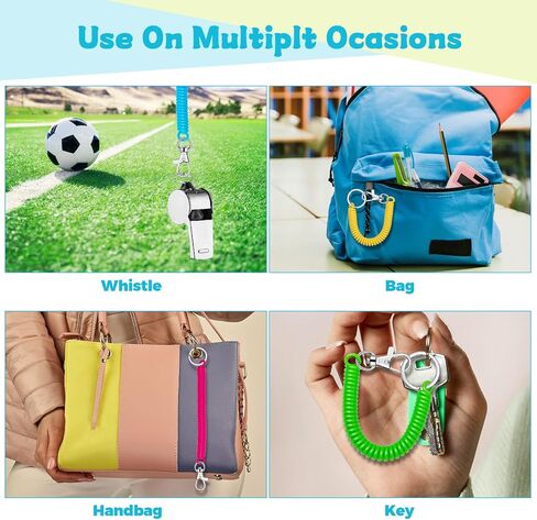 28PCS Stretchy Keychain Bracelet, Colorful Spring for Keychain with Metal Lobster Clasp, Retractable Spring Coil Keychain for Keys Wallet Cellphone 14 Colors in Kuwait
