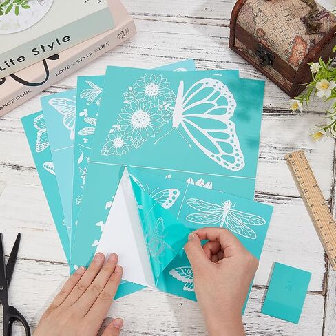OLYCRAFT 5pcs Self-Adhesive Silk Screen Printing Stencil Insect Theme Silk Screen Stencil Butterfly Dragonfly Stencils Ladybug Reusable Mesh Transfer with 1pc Scraper for Painting on Wood DIY T-Shirt in Kuwait