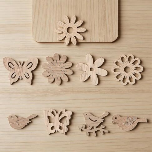 100 PCS Unfinished Wooden Flower, Mini Wooden Handmade Decoration Flowers Leaf Pattern Wood Pieces Woods Blocks for Craft Flower Wood Cutouts Pieces Craft Supplies Piece Scrapbook Embellishments in Kuwait